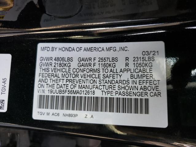 Photo 10 from auction – 2021 ACURA TLX TECH A with VIN 19UUB5F56MA012618