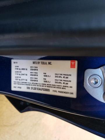 Photo 10 from auction – 2018 TESLA MODEL 3 with VIN 5YJ3E1EA4JF030885