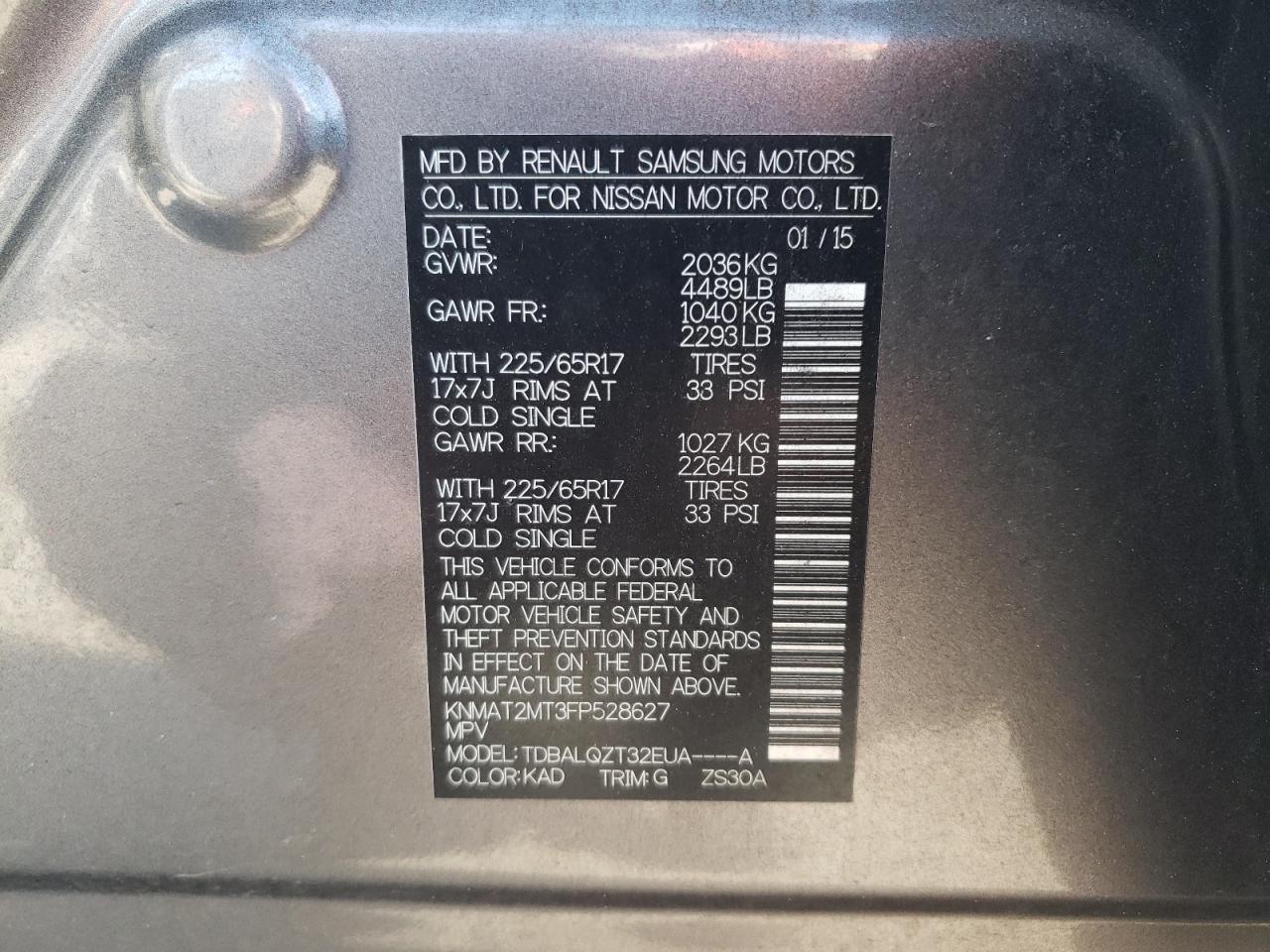 صورة رقم 10 من المزاد - 2015 NISSAN ROGUE S مع VIN KNMAT2MT3FP528627