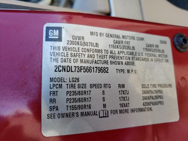 Photo 10 from auction – 2006 CHEVROLET EQUINOX LT with VIN 2CNDL73F566179682
