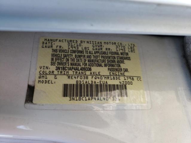 Photo 10 from auction – 2010 NISSAN VERSA S with VIN 3N1BC1AP4AL409336