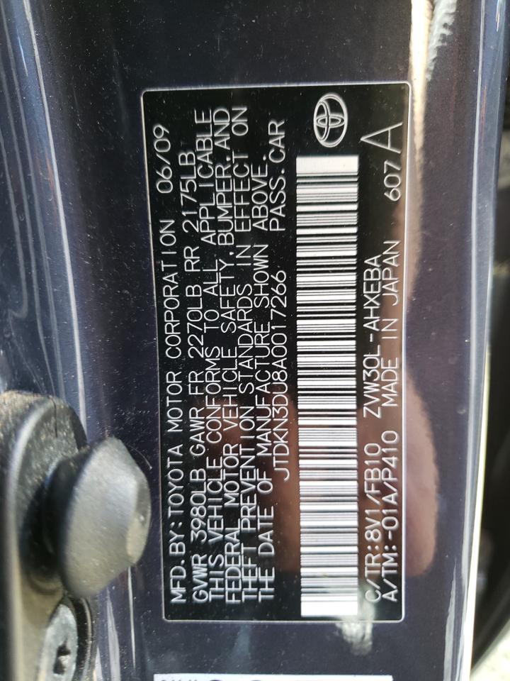 Photo 10 from auction – 2010 TOYOTA PRIUS with VIN JTDKN3DU8A0017266