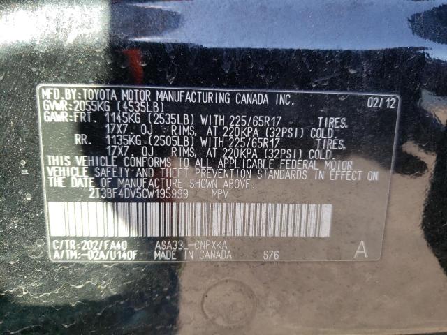 TOYOTA RAV4 2012 z numerem VIN 2T3BF4DV5CW195999 - Zdjęcie z aukcji
