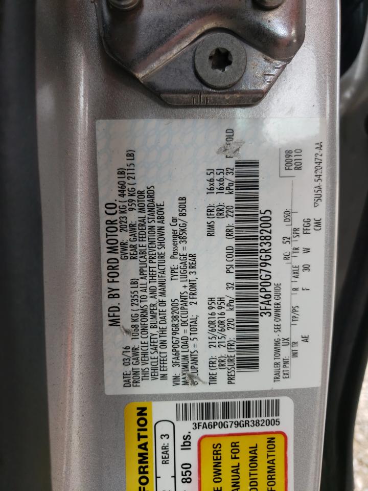 Photo 10 from auction – 2016 FORD FUSION S with VIN 3FA6P0G79GR382005