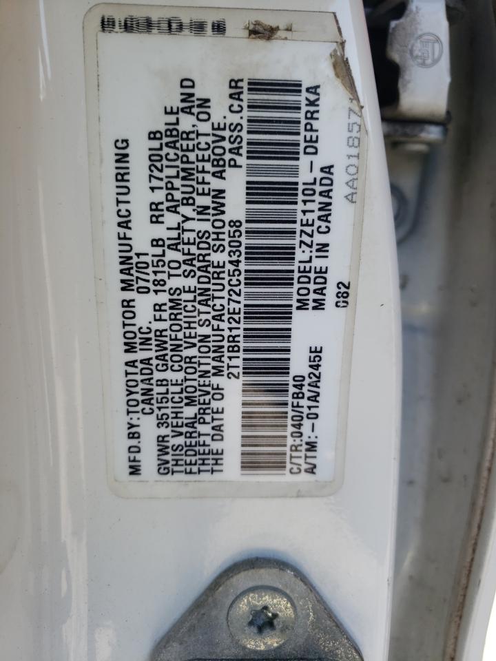 Photo 10 from auction – 2002 TOYOTA COROLLA CE with VIN 2T1BR12E72C543058