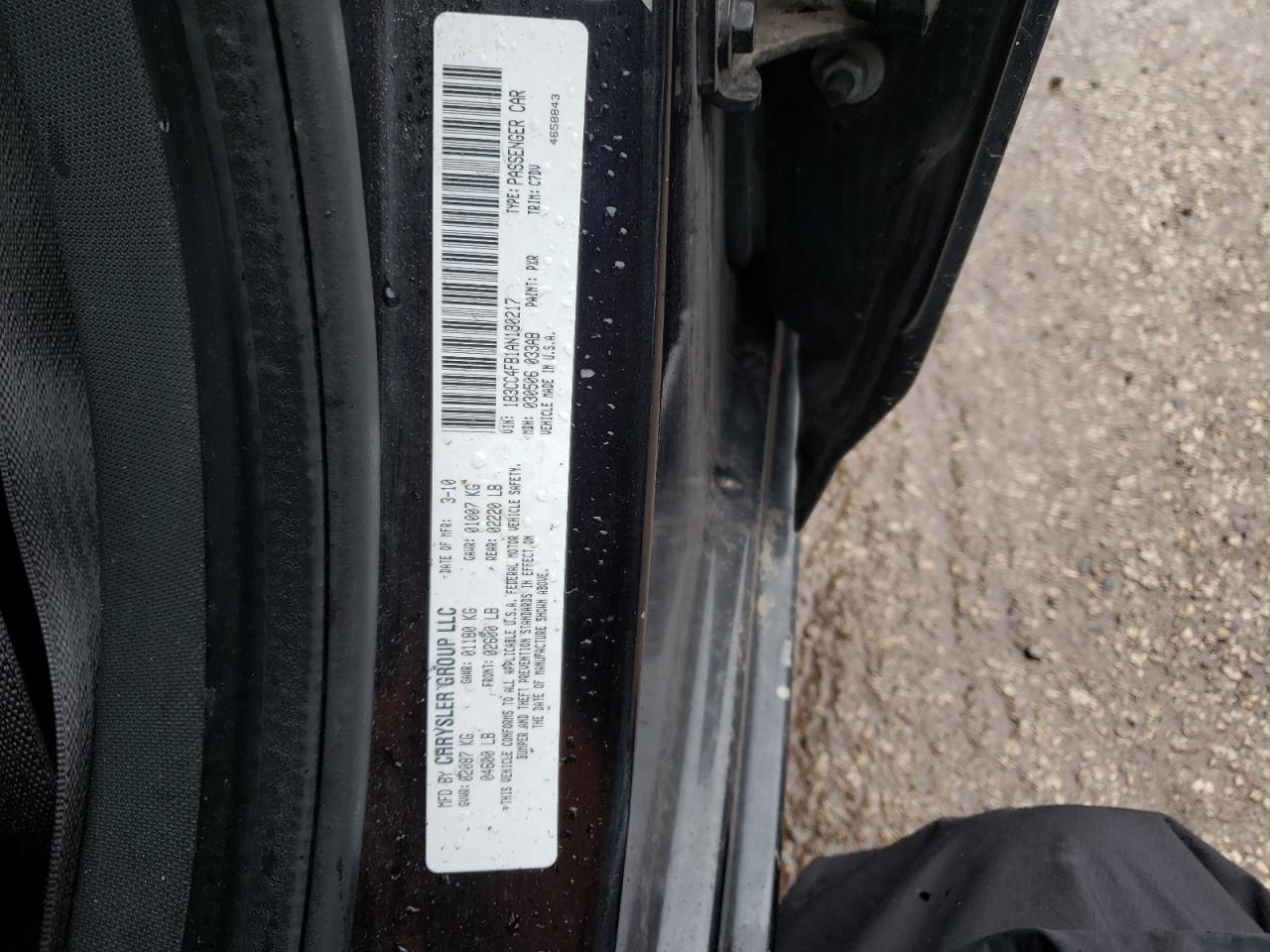 Photo 10 from auction – 2010 DODGE AVENGER SX with VIN 1B3CC4FB1AN130217