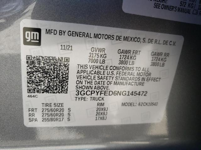 Фото 10 с аукциона – 2020 CHEVROLET SILVERADO с VIN 3GCPYFED6NG145472