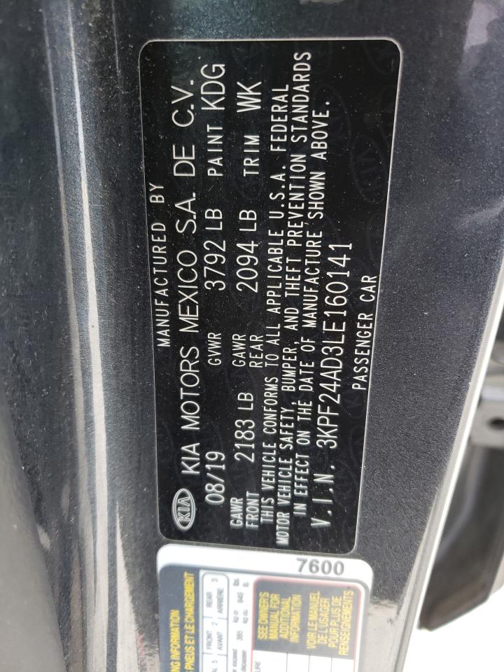 Photo 10 from auction – 2020 KIA FORTE FE with VIN 3KPF24AD3LE160141