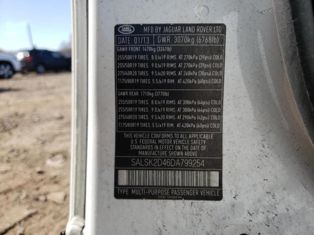 Photo 10 from auction – 2013 LAND ROVER RANGE ROVE with VIN SALSK2D46DA799254