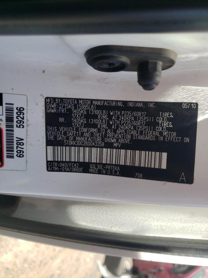 Photo 10 from auction – 2011 TOYOTA SIENNA LE with VIN 5TDKK3DC2BS043358
