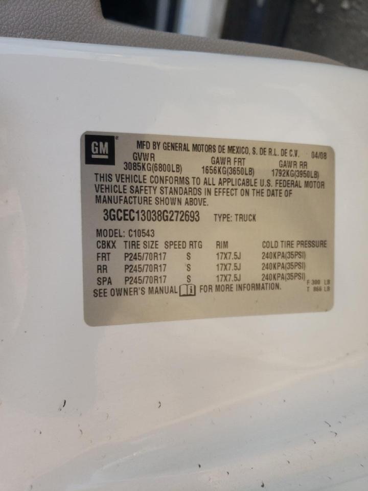 Photo 10 from auction – 2008 CHEVROLET SILVERADO with VIN 3GCEC13038G272693