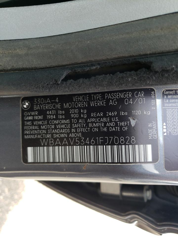 Photo 10 from auction – 2001 BMW 330 I with VIN WBAAV53461FJ70828