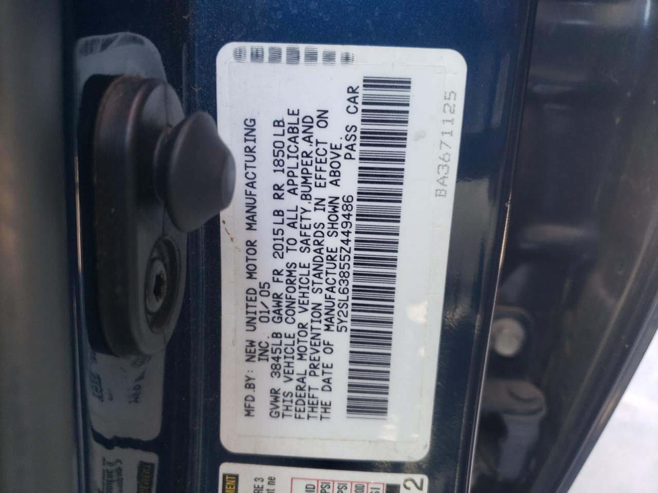 Photo 10 from auction – 2005 PONTIAC VIBE with VIN 5Y2SL63855Z449486