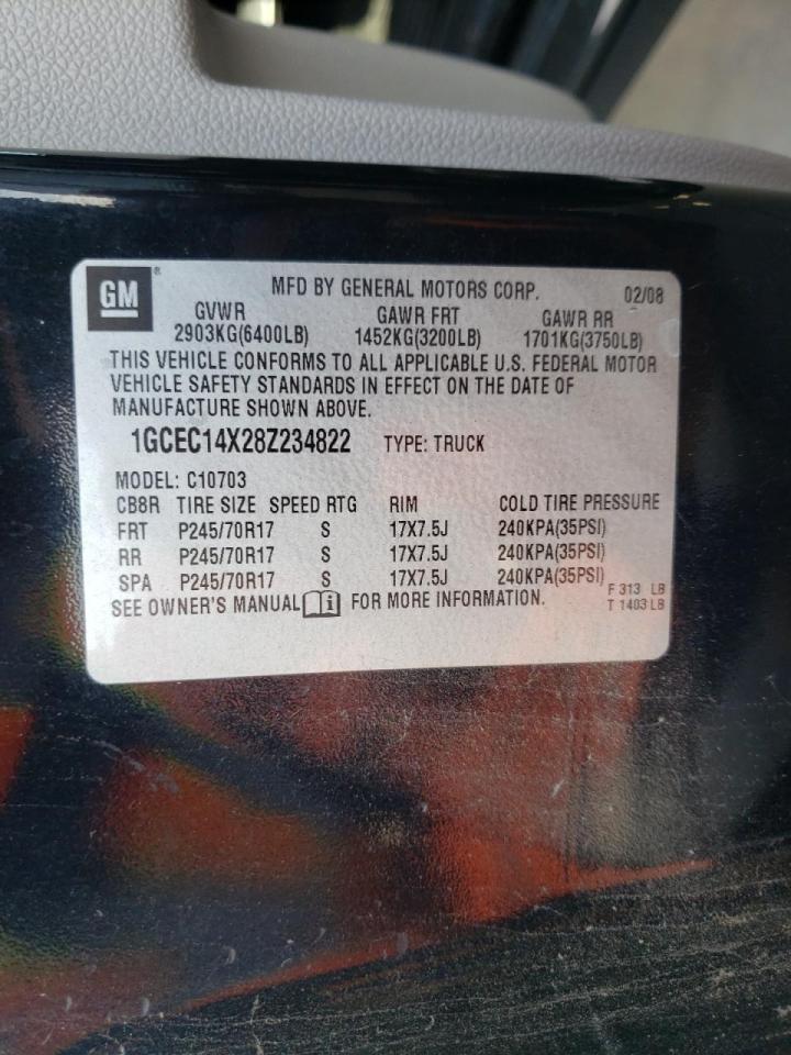 Photo 10 from auction – 2008 CHEVROLET SILVERADO with VIN 1GCEC14X28Z234822