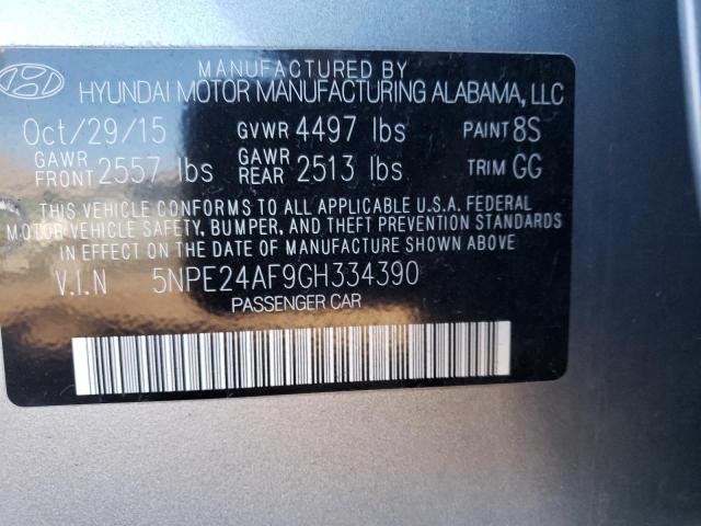 Photo 10 from auction – 2016 HYUNDAI SONATA SE with VIN 5NPE24AF9GH334390