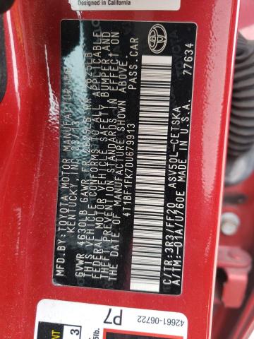Photo 10 from auction – 2013 TOYOTA CAMRY L with VIN 4T1BF1FK7DU679913