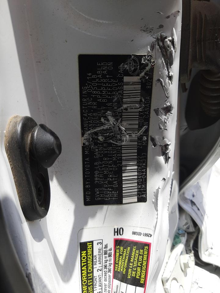 Photo 10 from auction – 2014 TOYOTA COROLLA L with VIN 2T1BURHE3EC168746