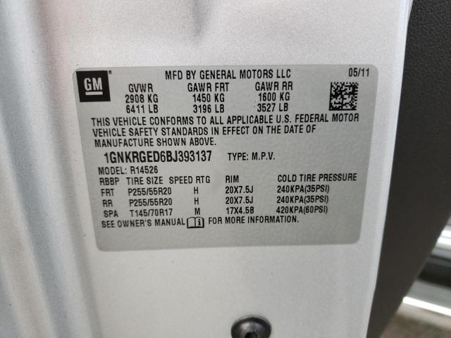 Photo 10 from auction – 2011 CHEVROLET TRAVERSE L with VIN 1GNKRGED6BJ393137