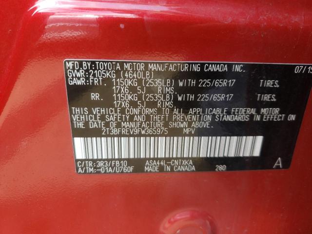 Photo 10 from auction – 2015 TOYOTA RAV4 LE with VIN 2T3BFREV9FW365975