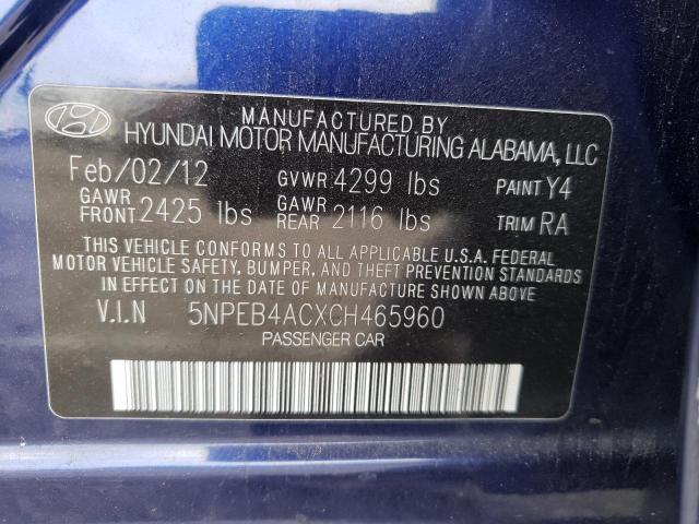 Photo 10 from auction – 2012 HYUNDAI SONATA GLS with VIN 5NPEB4ACXCH465960