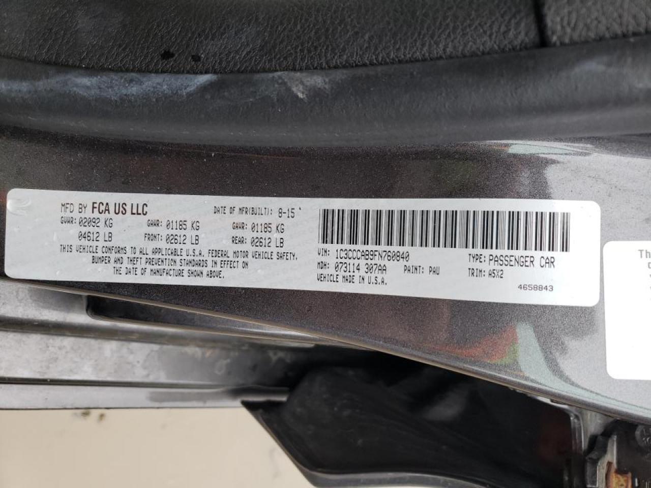 Photo 10 from auction – 2015 CHRYSLER 200 LIMITE with VIN 1C3CCCAB9FN760840