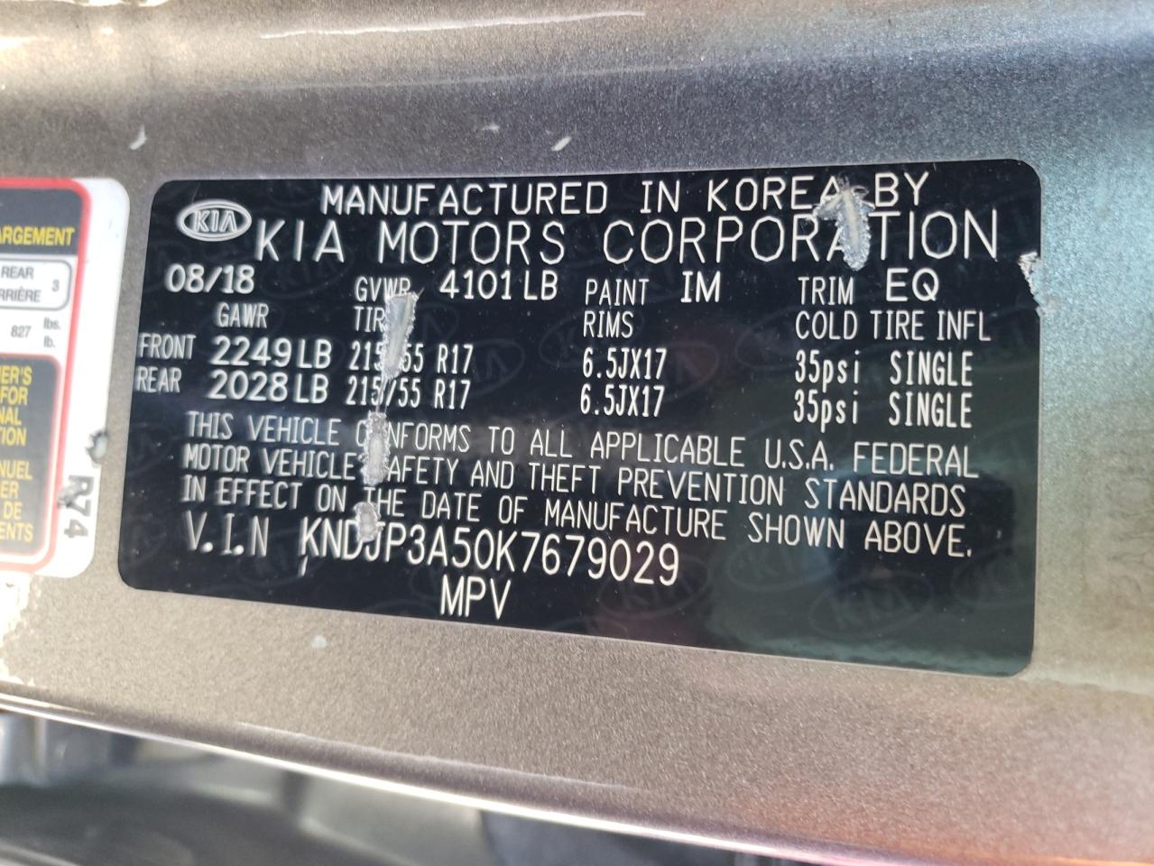 Photo 10 from auction – 2019 KIA SOUL + with VIN KNDJP3A50K7679029