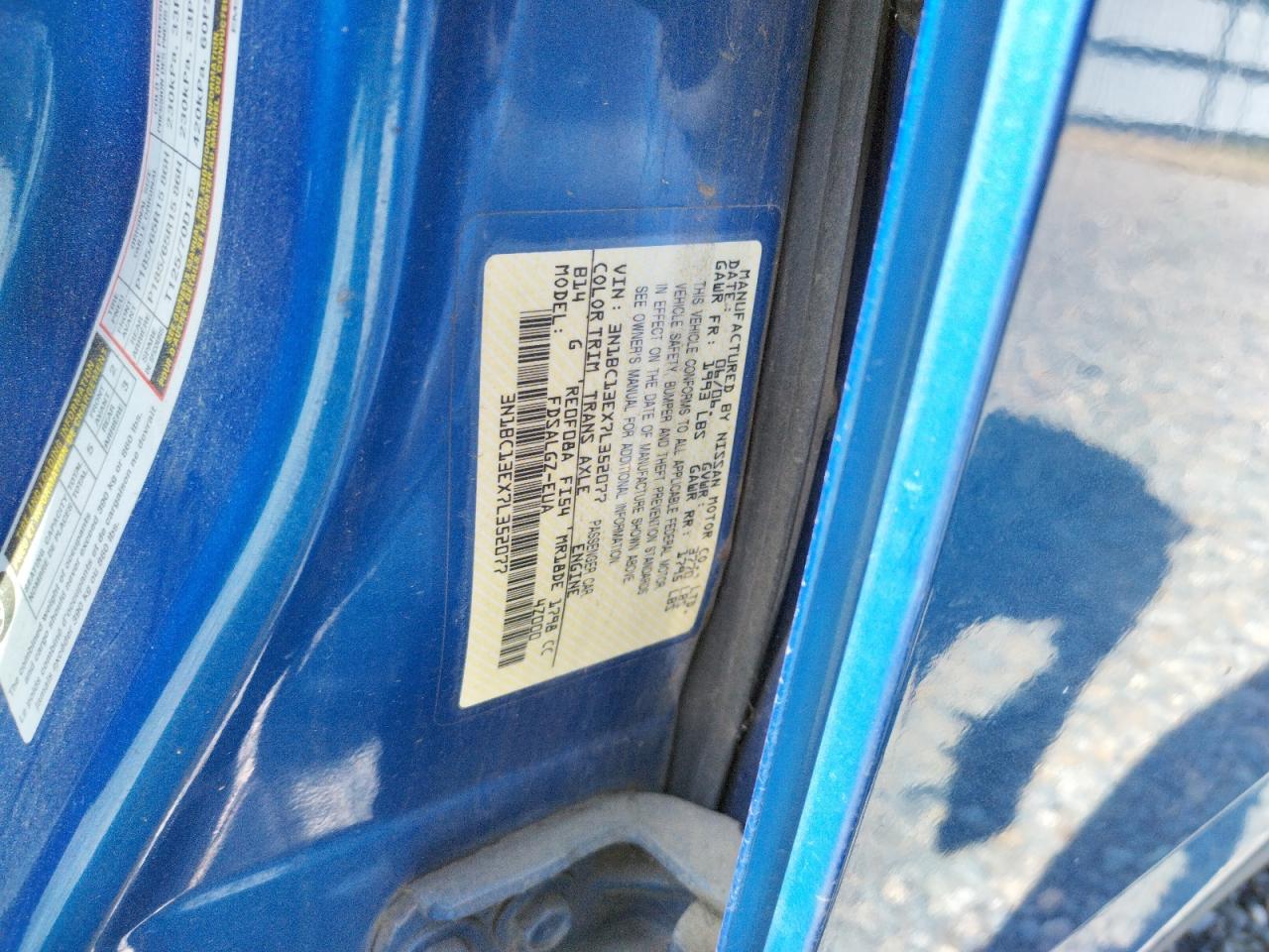 Photo 10 from auction – 2007 NISSAN VERSA S with VIN 3N1BC13EX7L352077