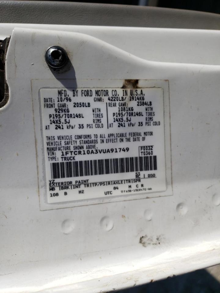 Photo 10 from auction – 1997 FORD RANGER with VIN 1FTCR10A3VUA91749