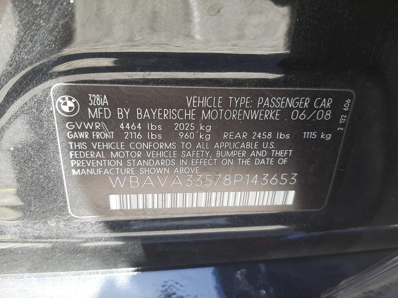 Photo 10 from auction – 2008 BMW 328 I with VIN WBAVA33578P143653