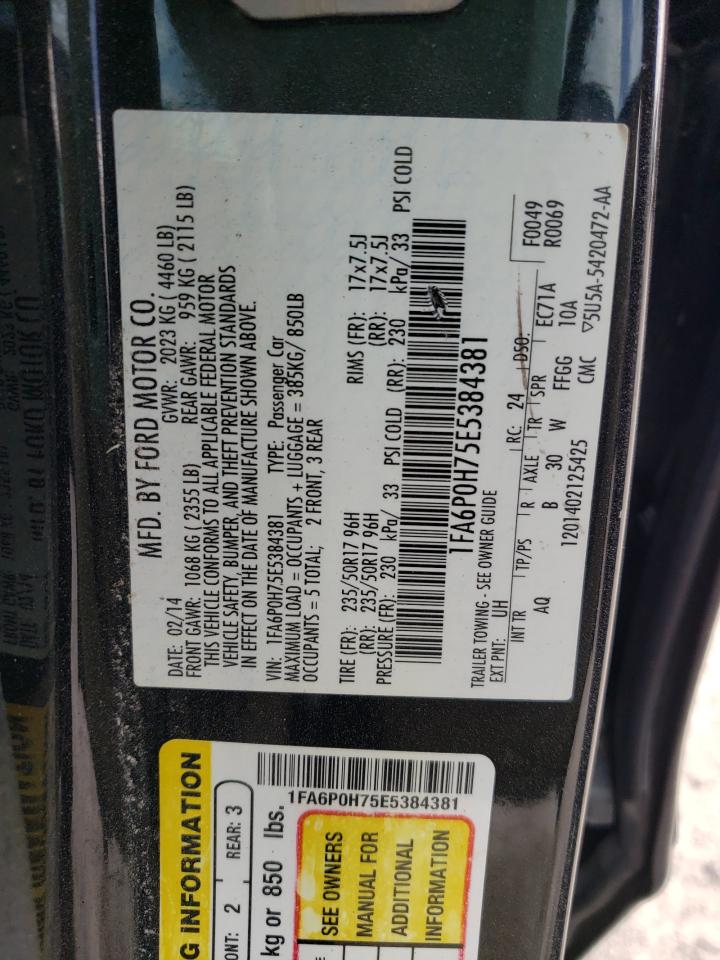 Photo 10 from auction – 2014 FORD FUSION SE with VIN 1FA6P0H75E5384381