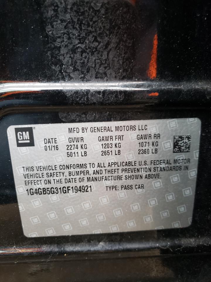 Photo 10 from auction – 2016 BUICK LACROSSE with VIN 1G4GB5G31GF194921