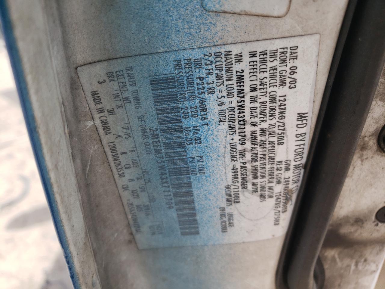 Photo 10 from auction – 2003 MERCURY GRAND MARQ with VIN 2MEFM75W43X711709