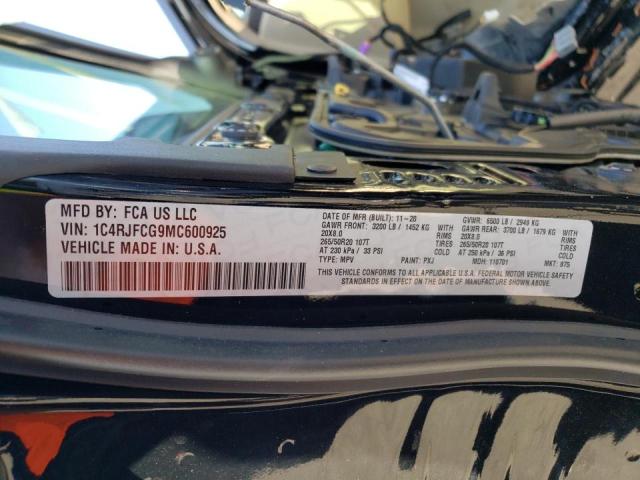 Photo 10 from auction – 2021 JEEP GRAND CHER with VIN 1C4RJFCG9MC600925