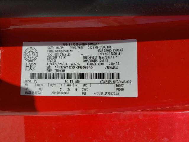 Photo 10 from auction – 2019 FORD F150 SUPER with VIN 1FTEW1E5XKFB69845