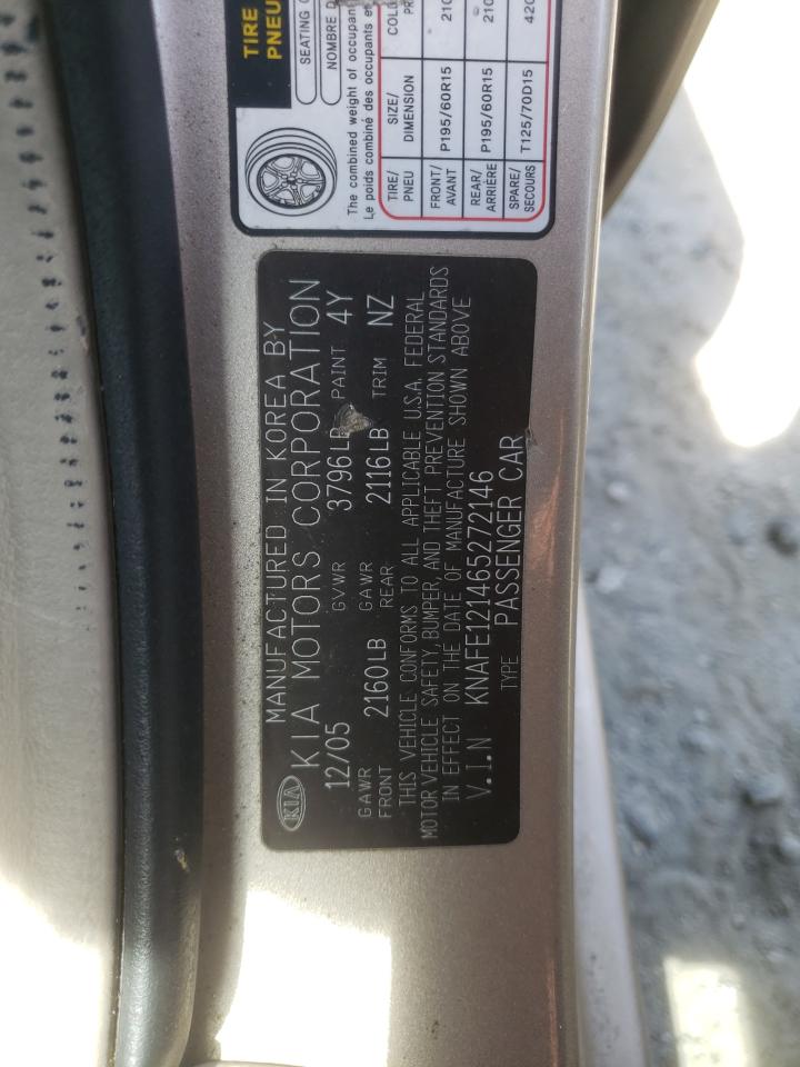 Photo 10 from auction – 2006 KIA SPECTRA LX with VIN KNAFE121465272146