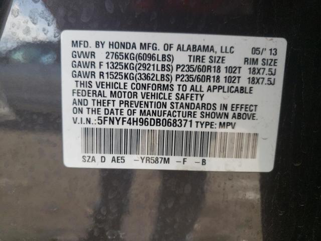 Photo 10 from auction – 2013 HONDA PILOT TOUR with VIN 5FNYF4H96DB068371