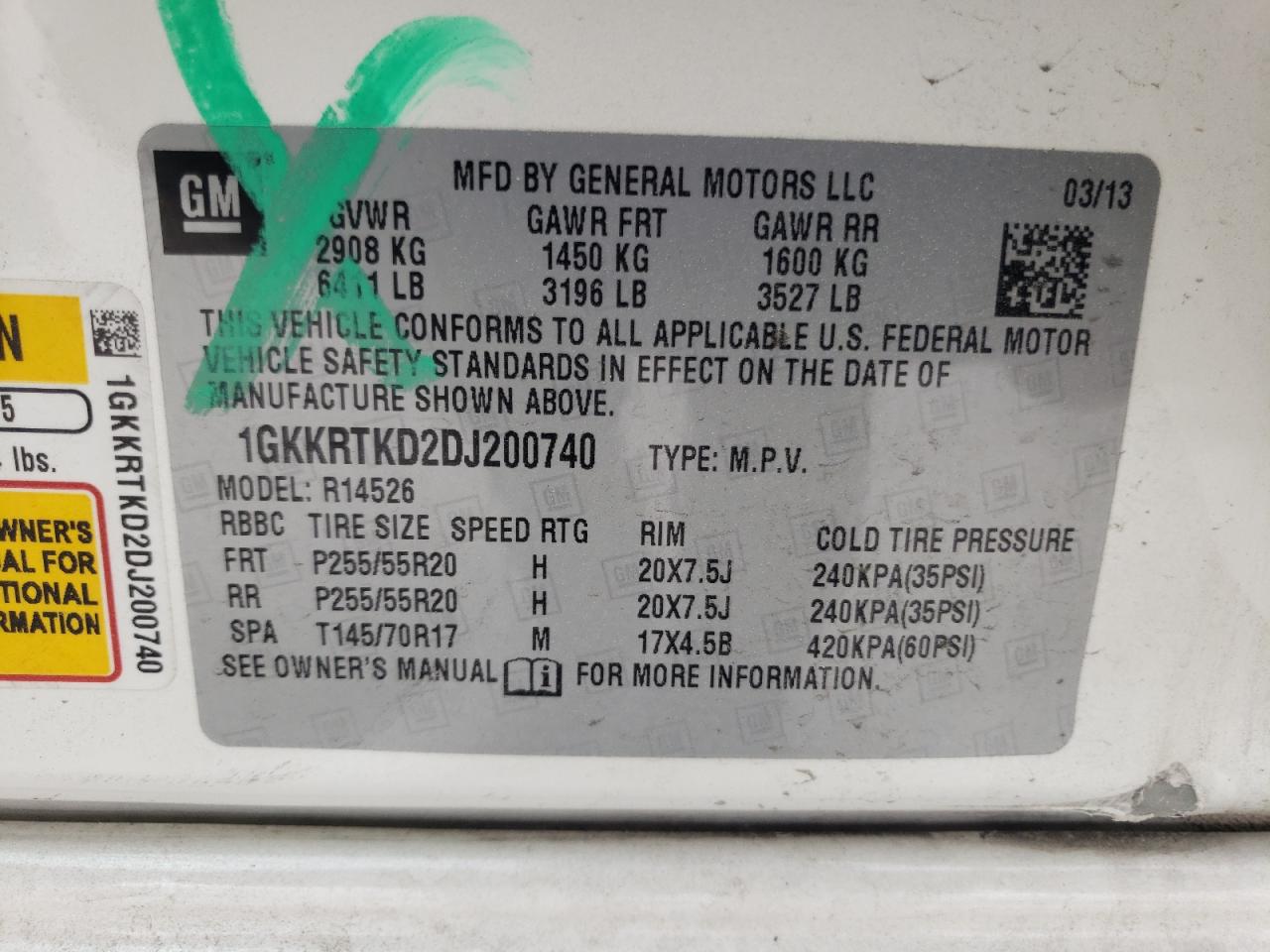 Photo 10 from auction – 2013 GMC ACADIA DEN with VIN 1GKKRTKD2DJ200740