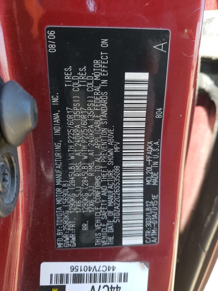 Photo 10 from auction – 2006 TOYOTA SIENNA with VIN 5TDZA22C26S535098