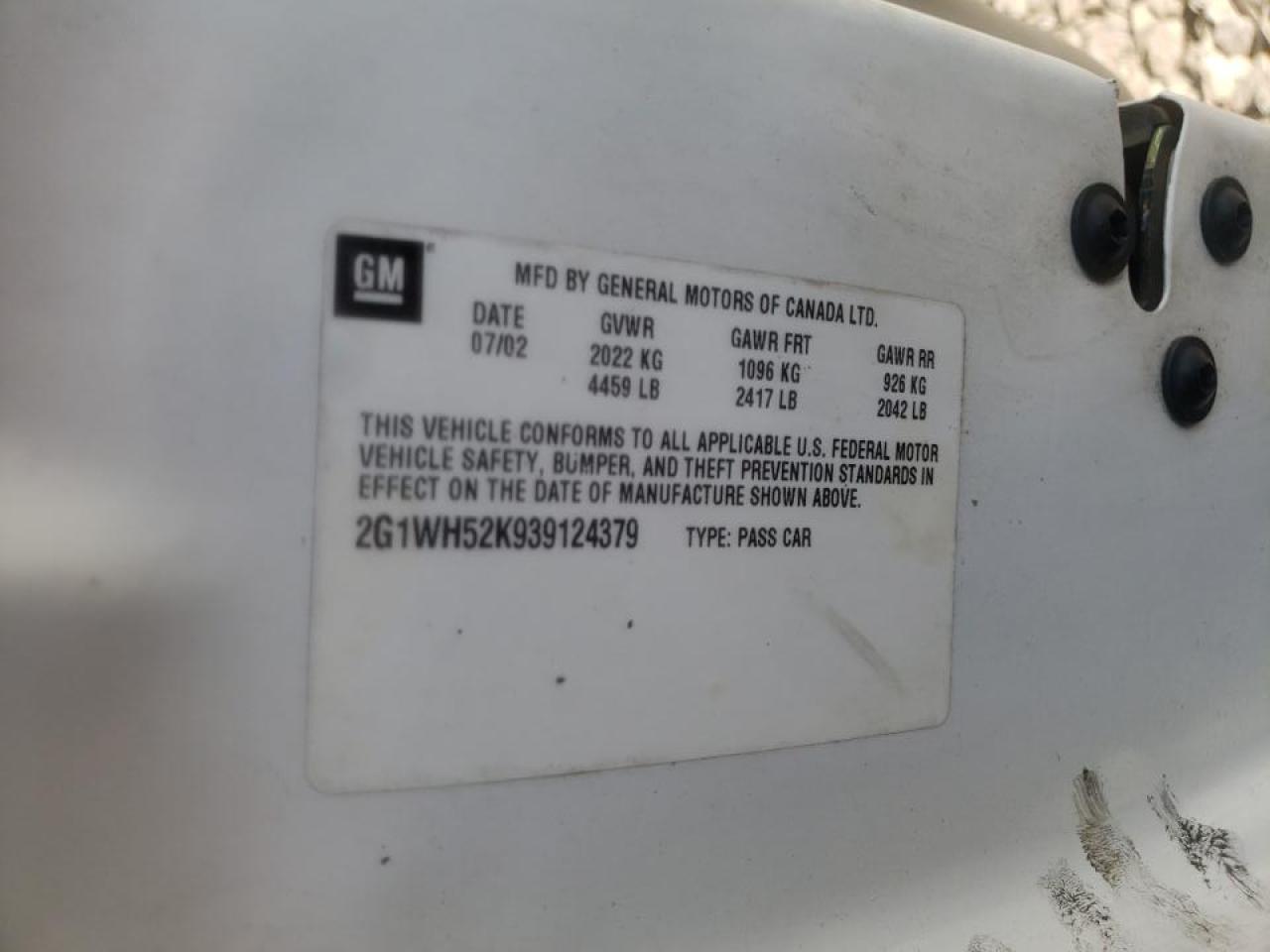 Photo 10 from auction – 2003 CHEVROLET IMPALA LS with VIN 2G1WH52K939124379
