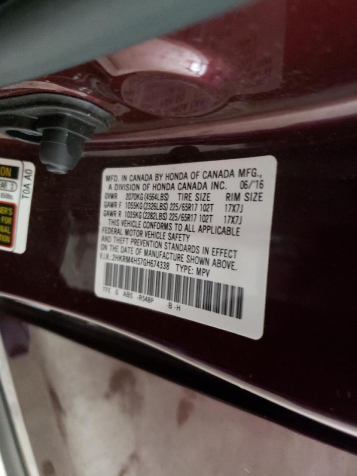 Photo 10 from auction – 2016 HONDA CR-V EX with VIN 2HKRM4H57GH674338