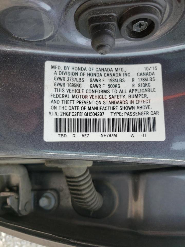 Photo 10 from auction – 2016 HONDA CIVIC EX with VIN 2HGFC2F81GH504297