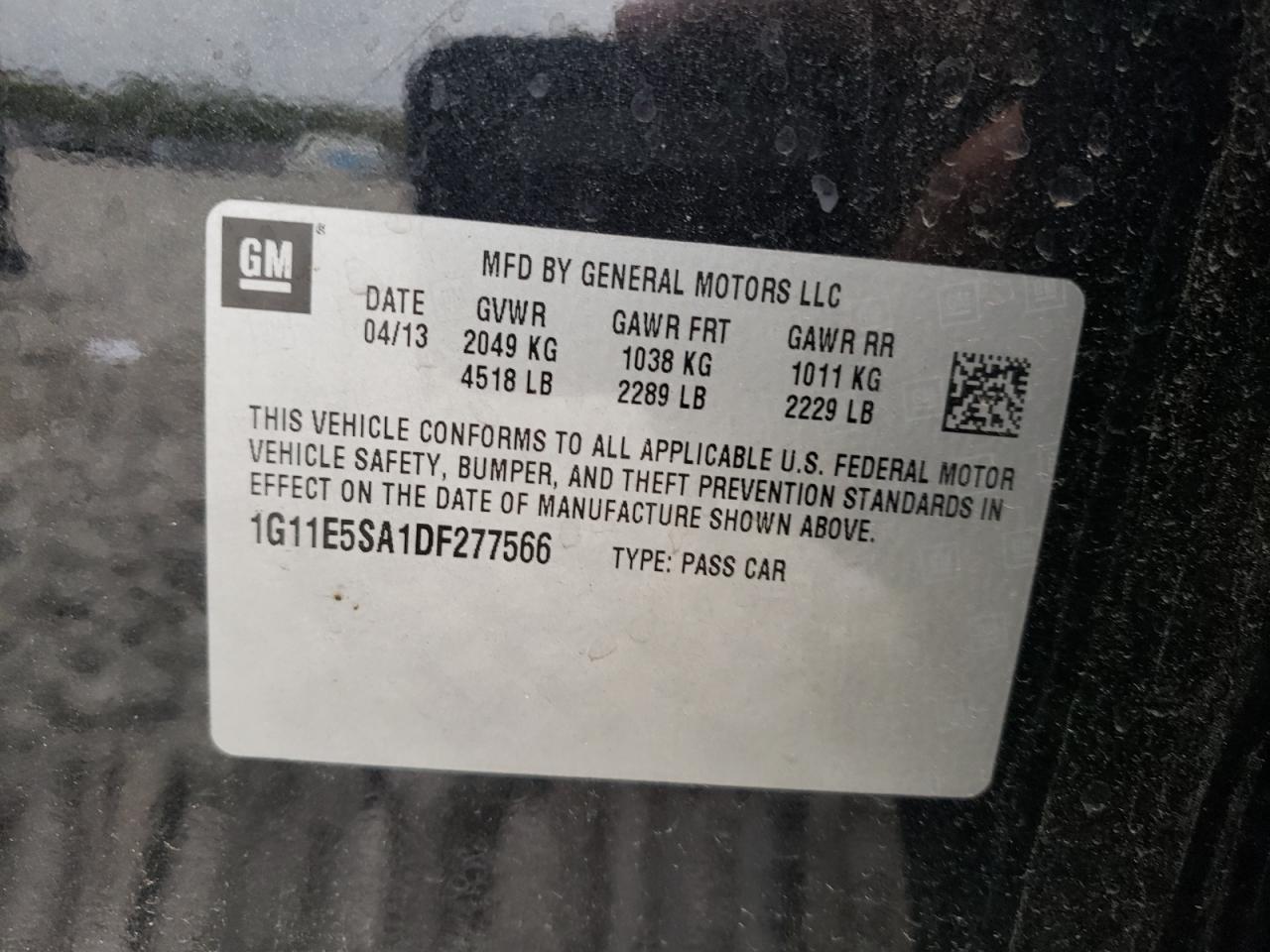 Photo 10 from auction – 2013 CHEVROLET MALIBU 2LT with VIN 1G11E5SA1DF277566