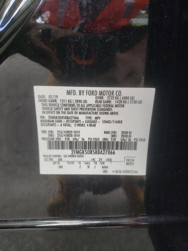 Photo 10 from auction – 2019 FORD FLEX LIMIT with VIN 2FMGK5D85KBA27066