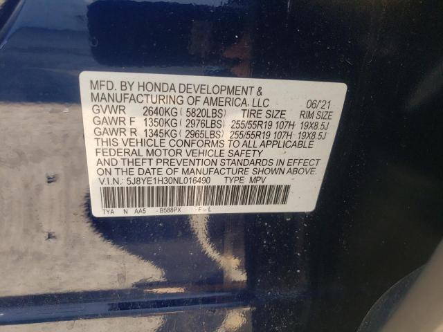 Photo 10 from auction – 2022 ACURA MDX with VIN 5J8YE1H30NL016490