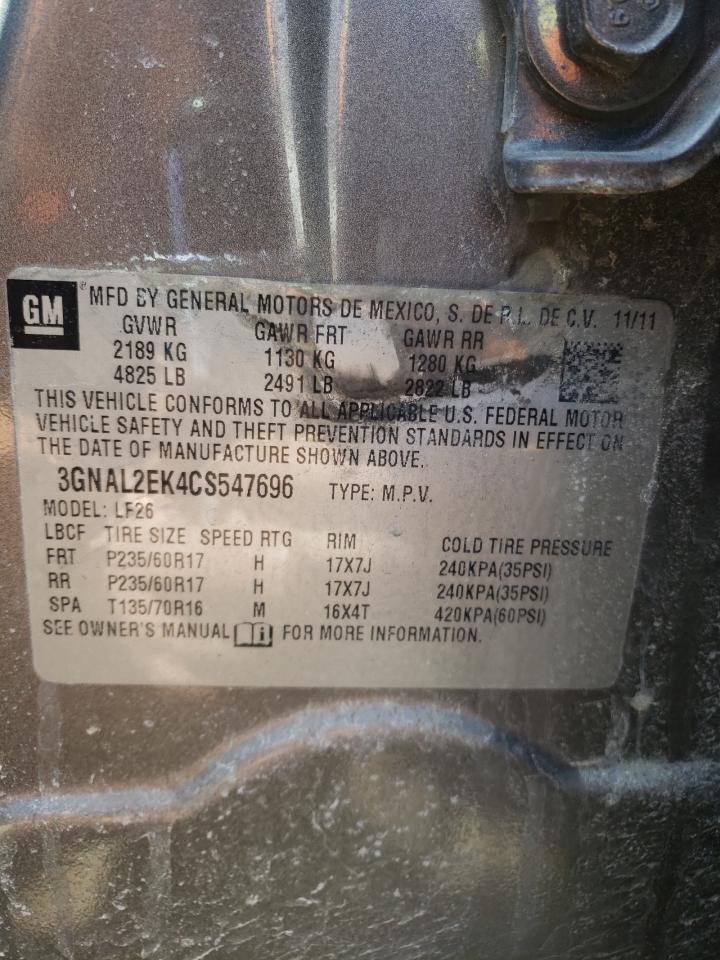 Photo 10 from auction – 2012 CHEVROLET CAPTIVA SP with VIN 3GNAL2EK4CS547696