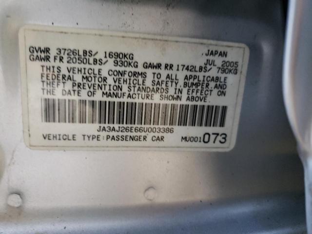 Photo 10 from auction – 2006 MITSUBISHI LANCER ES with VIN JA3AJ26E66U003386