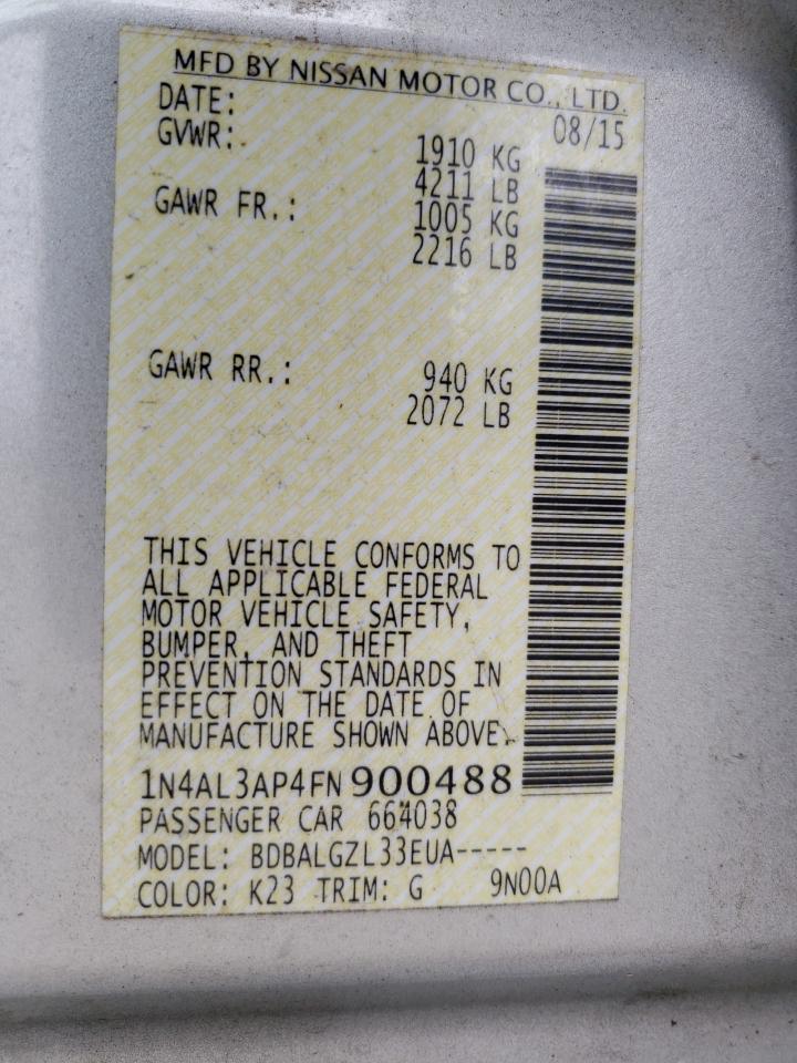 Photo 10 from auction – 2015 NISSAN ALTIMA 2.5 with VIN 1N4AL3AP4FN900488
