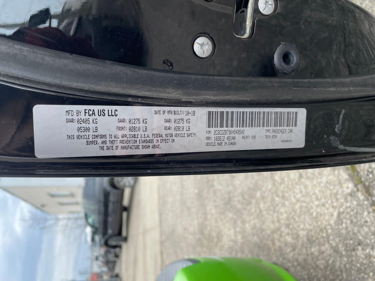 Photo 10 from auction – 2019 DODGE CHALLENGER with VIN 2C3CDZBT5KH549502