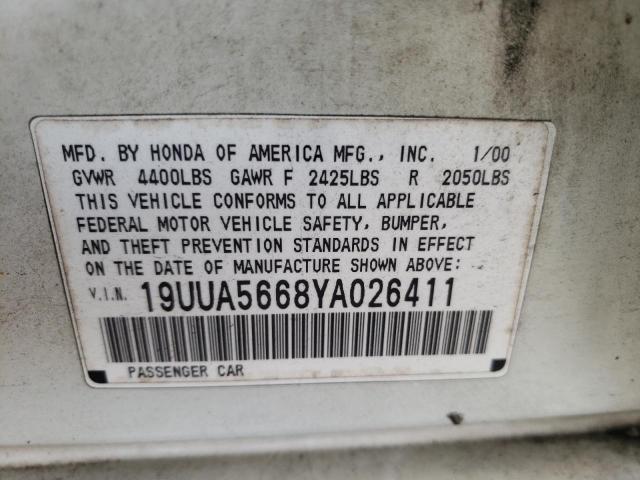 Photo 10 from auction – 2000 ACURA 3.2TL with VIN 19UUA5668YA026411
