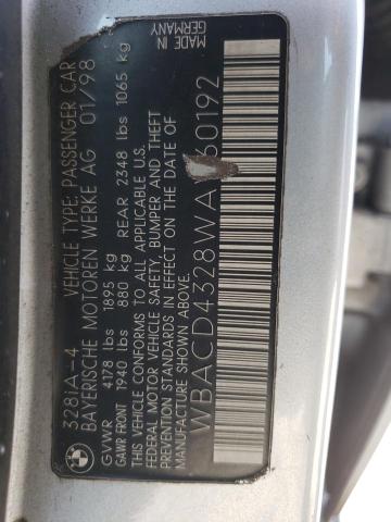 Photo 10 from auction – 1998 BMW 328 I AUTO with VIN WBACD4328WAV60192